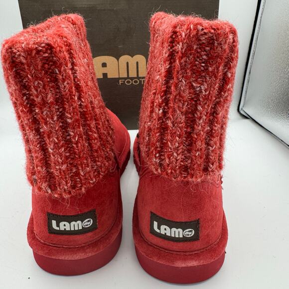 LAMO Red Suede Knit Cuff Boots Women’s Size 10 Cozy Winter Fleece Lined NIB - Picture 6 of 10
